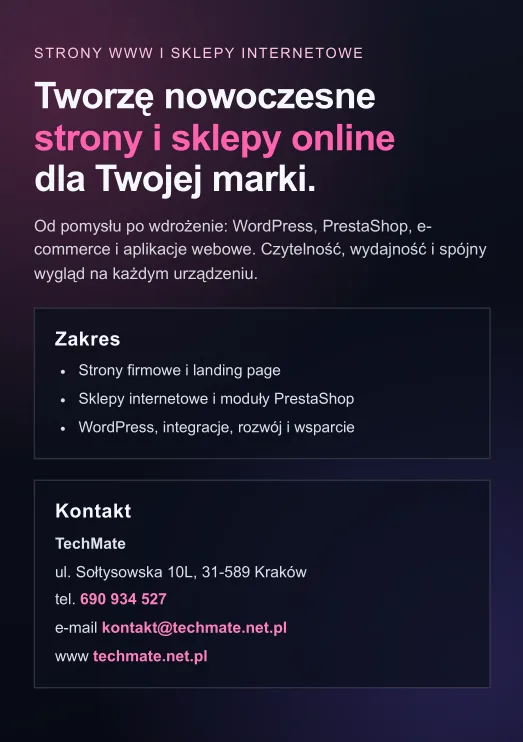 Zdjęcie: Strony www, sklepy internetowe, aplikacje webowe