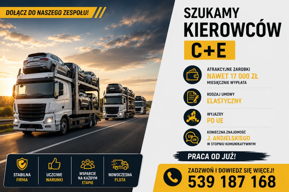 Zdjęcie: KIEROWCA MIĘDZYNARODOWY C+E – TRANSPORT AUT