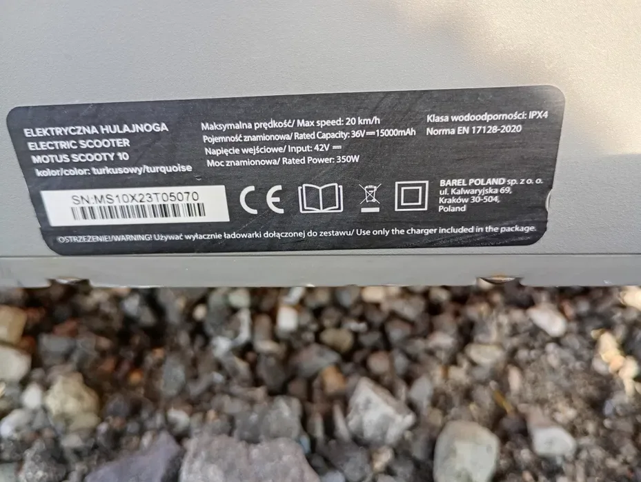 Hulajnoga elektryczna MOTUS Scooty 10 Gen 6 65km 350W 10" Sz